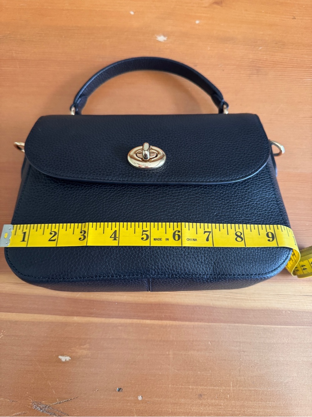COACH Classic Black Leather Top-Handle Bag with Gold Hardware - Picture 9 of 11